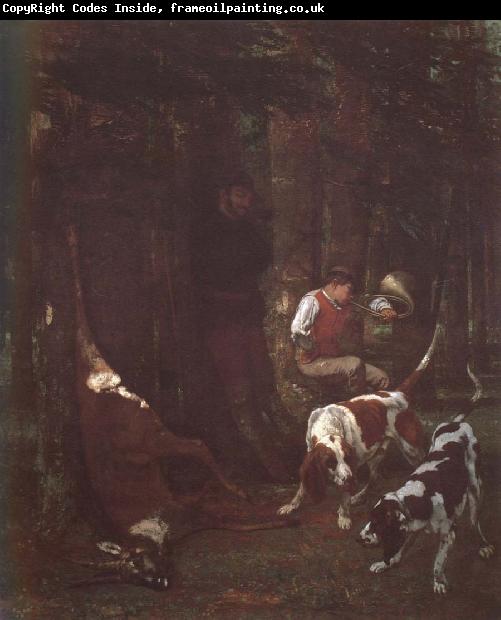 Gustave Courbet Gundog and deer